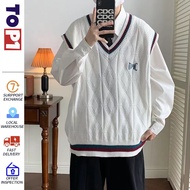 korean knitted vest for men black Vest For white black Vest Fo Men College Style comfy Sweater 2024