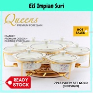 (Ready Stock) EIS (RA39) Queens Porcelain 7pcs Food Warmer with Rack Set with Candle Holder