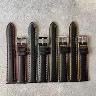 錶帶屋 18mm  20mm  22mm LIMA橘線車縫黑色素面錶帶梭曼.Omega.IWC. AP.GP.積家