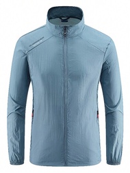 夏季男款立領防曬外套，適用於戶外風雨衣，防風防水透氣速乾上衣，適合跑步