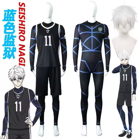 Anime Blue Lock Nagi Seishiro Cosplay Costume Black Jersey Jumpsuit Wig Men Football CostumesWomenDq