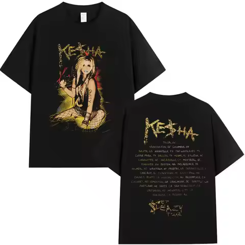 90s Vintage Kesha Album Graphic T Shirt Men Women High Quality Fashion Cotton T-shirts Aesthetic Clo