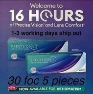 30 pieces free 5 pieces Alcon Precision 1 Toric Astigmatism Silicone Hydrogel Daily Disposable Clear