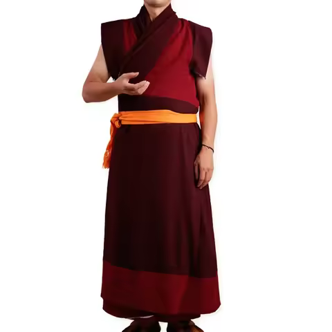 Tibetan Lama Monks Robe Bla-ma Long Thick Donggar Waistcoat Winter Warm Gown Layman Meditation Cloth
