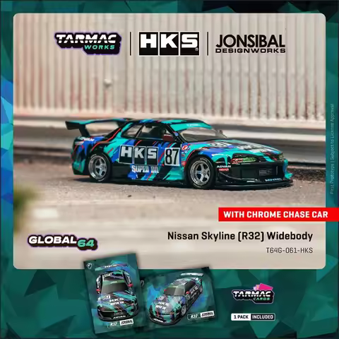 PreSale TW 1:64 Skyline Nissan R32 Widebody HKS Diecast Car Model Collection Toys Tarmac Works