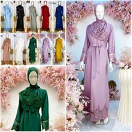 Deline Abaya Jubah Exclusive Lace Ironless Free Shawl  Abaya Muslimah Jubah Moden Abaya Dress Jubah Abaya Baju Raya 2022