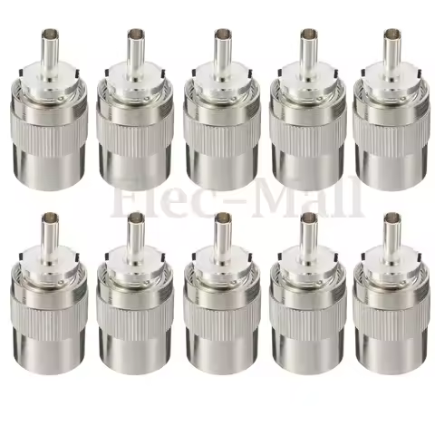 10pcs Connector UHF male PL259 plug solder RG8 RG213 LMR400 7D-FB cable silver