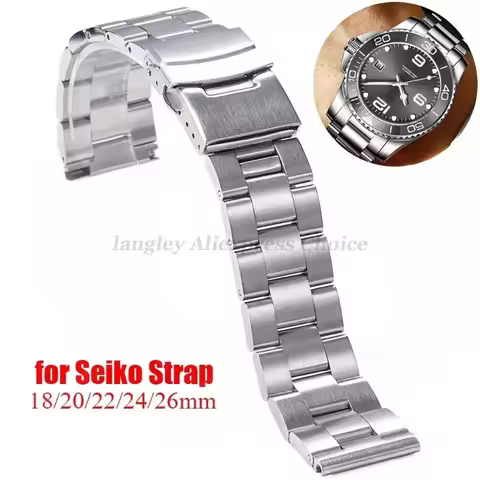 Solid 316L Stainless Steel Watchband for Seiko 5 SKX007 SKX009 SKX013 Strap 1820/22/24/26mm Straight