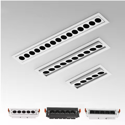 Dimmable LED downlight spotlight Angle adjustable line light 10W 20W 30W grille LED ceiling light em