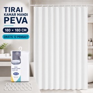 Waterproof White Shower Curtain Peva MaterialPOLOS 180x180 cm Shower Curtain Waterproof