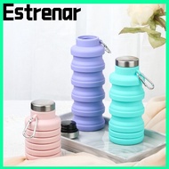 ESTRENAR Collapsible Water Bottle, 17oz Silicone Foldable Water Bottle, Portable Leakproof BPA Free 