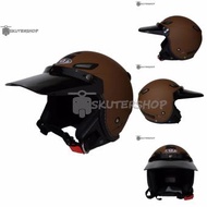 JPN Helm Momo Vintage New Retro Klasik Plus Pet Fino Panjang Semi Cross Jap Style Doff - Cokelat