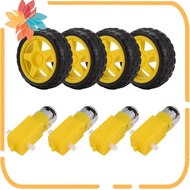4PCS DC Electric Motor + Plastic TT Motor Tire Wheel Dual Shaft Gear Motor TT for Smart Car