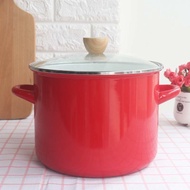 Enamel Enamel Soup Pot Large Stew Pot Instant Noodle Pot Flat Hot Pot Universal-Milk/Soup Cooking Pot with Lid / Steamer / Kitchen Cookware