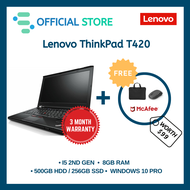 [Refurbished] Lenovo ThinkPad T420 | 14.1 INCH | Intel i5-2520M | 8GB Ram | 256GB SSD / 500GB HDD | 90 Day Warranty | FREE Laptop Bag + Wireless Mouse + Anti-Virus