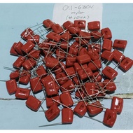 0.1-630V Mylar Capacitor (104-630V) 5pcs. 40php.