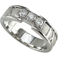 蒂芬妮 (TIFFANY & Co.) Atlas 3PD 鑽石戒指，18K 白金，6.4 克，女士款，12 號 [二手]