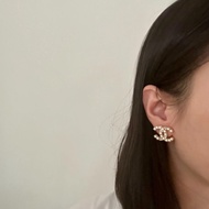 【大全套有購證✨經典保值❗️全網最低價】Chanel珍珠水鑽雙C耳釘/耳環 淡金色