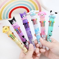 1 ชิ้น 10 สี ปากกาลูกลื่นแบบกดอะนิเมะ Sanrio ปากกาลูกลื่นการ์ตูน Kuromi Hello Kitty Cinnamoroll วาดป