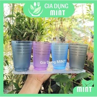 Combo of 4 beautiful striped round plastic cups 350ml - Combo of 4 colorful plastic cups