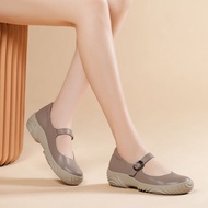 รองเท้าผู้หญิงพื้นรองเท้าหนังแท้ใหม่2023รองเท้าส้นสูงผู้หญิงพื้นรองเท้าหนานุ่มสบายๆรองเท้าผู้หญิง