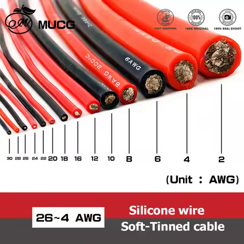 Silicone Cable Red Black Wire Car Battery Automotive Wiring Electrical Wires 10AWG 8AWG 6AWG 4AWG 2A