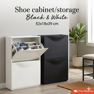 ❤️‍🔥TRONES Shoe cabinet/storage, white/black, 52x18x39 cm. Kabinet/penyimpanan kasut, putih/hitam, 5