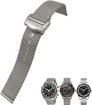 GANYUU 20mm 316L Stainless Steel Watchband Fit for Omega 007 Omega Seamster 300 Seiko Tissot Siver Metal Woven Watch Strap