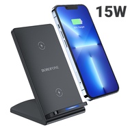 BOROFONE BQ16 15W Qi Wireless Charger Fast Wireless Charging Dock Station Phone Holder For iphone 14 1312 pro max 11 /11 Pro X XS Max XR For Apple Watch &amp; For Airpods Fast Charger Stand Compatible iPhone Samsung Android Charging