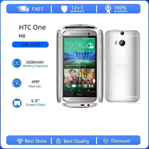 HTC One (M8) Refurbished-Original Unlocked 4G 32GB 2GB RAM Android Cell Phone 4MP 5.0" Quad-Core WIF