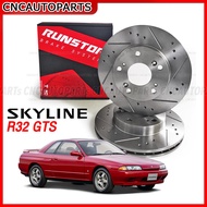 RUNSTOP จานเบรคแต่ง NISSAN SKYLINE R32 GTS (SLOT) เจาะรูเซาะร่อง - กดเลือก  คู่หน้า/คู่หลัง (1คู่)