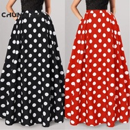 Skirt Polkadots Tema Retro 60an 70an Saloma Pramlee Polka Dot High Waist Party Swing Pleated Dinner 