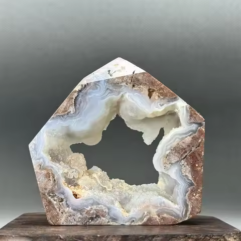 Natural Geode Agate Crystal Point Rough Rough Stone Agate Prism Column Energy Therapy Meditation Hom