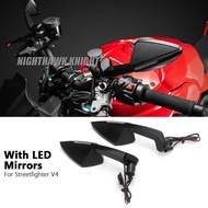 Suitable for DUCATI Streetfighter V4 Motorcycle Accessories Rearview Mirror with Light LED Turn Signal Light Rearview Mirror