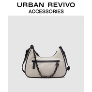 URBAN REVIVO ใหม่สุภาพสตรีอุปกรณ์เสริมแฟชั่นกระเป๋า crescent AW12BB4N2000 Ivory white