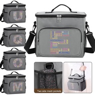 Compact Food Storage Bag in Grey Adults Thermal Insulated and Hygiene-Friendly Student Lunch Bag Printing Text Series