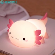 Cute Axolotl Night Light Silicone Nursery Sleeping Lamp Touch Control Nightlights USB Rechargeable T