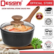 DESSINI ITALY Natural Stone 16CM Sauce Pan Aluminium Induction Non Stick Milk Pot Frying Pan Cassero