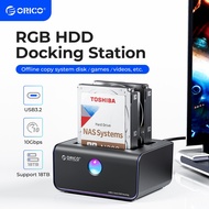 ORICO RGB HDD Docking Station USB 3.2 Gen 2 to SATA 3.0 Dock Reader for 2.5 or 3.5 inch HDD Enclosure [Type-C and Type-A Ports], UASP Support 18TB, Black (8818C3)