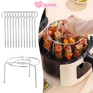 ELO11VE Air Fryer Grill, Stainless Steel with Grilled Skewers Barbecue Grill, Durable Round Hanging 