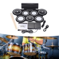 [whfashionkk] Electronic Drum Set Compact Built in Speaker for Age 3+ Year up with Headphone Jack Ta