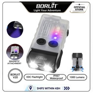 BORUiT V20-1 Mini Flashlight 1000LM UV Light IP67 Waterproof C-Type Rechargeable Magnetic Emergency 