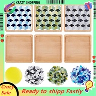 Rhombus Mosaic Tiles Coaster Kit DIY Mosaic Bamboo Coaster Kits Mosaics Coaster Making Kit,for Adult