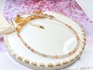 Gelang Kaki Kristal / Natural Crystal Faceted Arusha Golden Strawberry Quartz Sun Stone Anklet 天然水晶刻