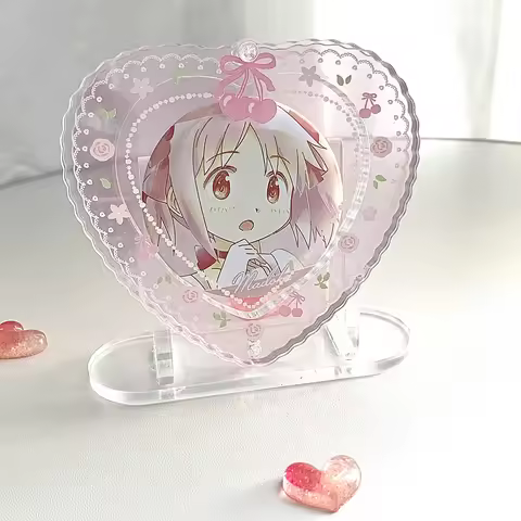 Kawaii Lace Heart Acrylic Badge Wa Jiang Holder Aesthetic Anime Display Stand Organizer for Japanese