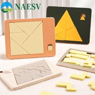 NAESV Wooden Geometric Puzzles, Geometric Shape 3D Puzzles Tangram Board Puzzle, 3D Puzzle Space Edu