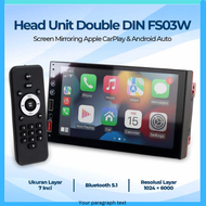 COD PHYEE Head Unit CarPlay Double DIN Bluetooth AUX  FS03W / head mobil sansui satu set lamp bracke