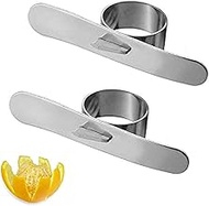 DNHCLL Orange Peeler, Stainless Steel, 2 Pack, Silver Tone, 7.5 x 3.2cm, Easy Fruit Slicer, Cutter, 