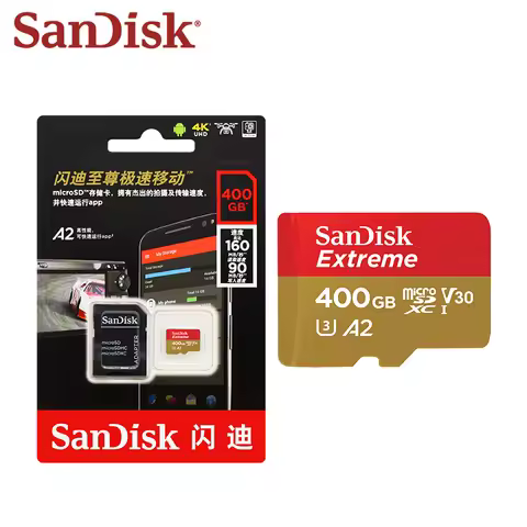Sandisk Original Memory Card Extreme Micro SD Card A2 V30 U3 Flash Card 400GB TF Card Memory Microsd