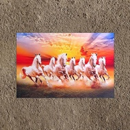 Seven Horses Running Painting Vastu The richest and powerful in the world  CANVAS Print Wall Art 7 h